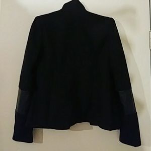 ultrachicfashion.com Jackets & Coats - Black Peacoat Jacket w/ Leather Sleeves ultrachicfashion.com Jackets & Coats - Black Peacoat Jacket w/ Leather Sleeves